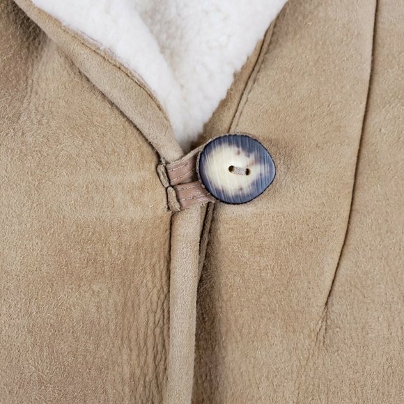 Vtg Knights Tailors Shearling Lined Suede Coat M - Picture 6 of 9